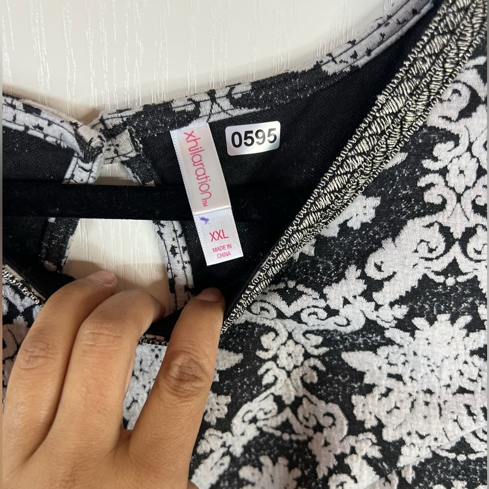 Xhilaration xxl short sleeve fit and flare academia jacquard dress gray 0595 - Picture 3 of 3
